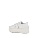 White Calf Leather Bos Taurus Platform Sneakers