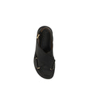 Black Calf Leather Bos Taurus Flat Sandals