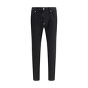 Black Cotton Straight-Leg Jeans