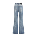 Blue Cotton Flared Jeans