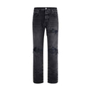 Black Cotton Straight-Leg Jeans