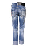 Blue Washed Cotton Mid Waist Skinny Denim Jeans Dsquared²