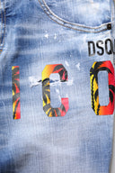 Blue Washed Cotton Mid Waist Skinny Denim Jeans Dsquared²