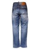 Blue Tattered Cotton Mid Waist Straight Denim Jeans Dsquared²