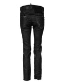 Black Washed Cotton Mid Waist Skinny Jeans Dsquared²