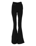 Black Polyester High Waisted Flared Pants Dsquared²