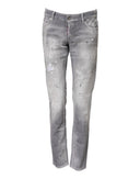Gray Washed Mid Waist Tapered Denim Jeans Dsquared²