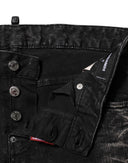 Black Washed Mid Waist Tapered Denim Jeans Dsquared²