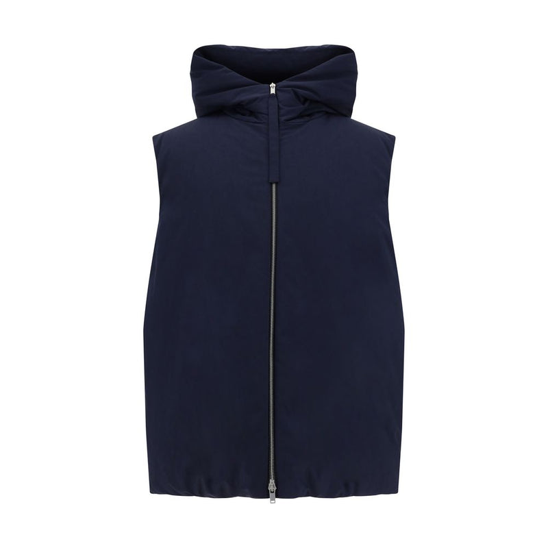 Blue Polyester Sleveless Jacket