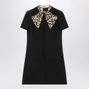 Valentino Black Crepe Couture dress with animal-print bow