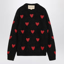 Valentino Jacquard heart pattern sweater black/red