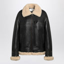 Saint Laurent Black leather and shearling jacket