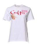 White Printed Round Neck T-shirt Golden Goose