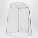 Burberry White zip hoodie with Check trims