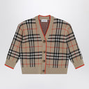 Burberry Beige wool cardigan with Check motif