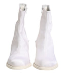 White Square Heel Zip Ankle Boots Shoes Maison Margiela