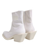 White Square Heel Zip Ankle Boots Shoes Maison Margiela