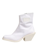 White Square Heel Zip Ankle Boots Shoes Maison Margiela
