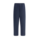 Blue Cotton Casual Pants