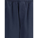 Blue Cotton Casual Pants