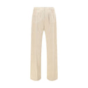 Beige Cotton Casual Pants