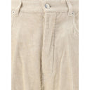 Beige Cotton Casual Pants