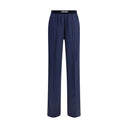 Blue Elastane Casual Pants