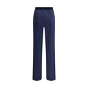 Blue Elastane Casual Pants
