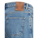 Blue Cotton Straight-Leg Jeans