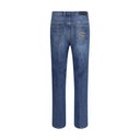 Blue Cotton Straight-Leg Jeans