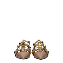 Pink Leather Flat Sandals