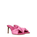Pink Leather Stiletto Heel Sandals