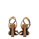 Brown Leather Stiletto Heel Sandals