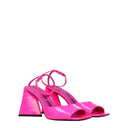 Pink Leather Stiletto Heel Sandals
