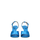 Blue Satin Stiletto Heel Sandals