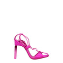 Pink Satin Stiletto Heel Sandals