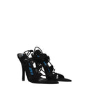 Black Leather Stiletto Heel Sandals