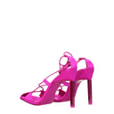 Pink Satin Stiletto Heel Sandals