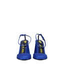 Blue Satin Platform Sandals