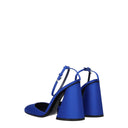Blue Satin Platform Sandals