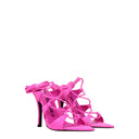 Pink Leather Stiletto Heel Sandals