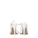 White Leather Stiletto Heel Sandals