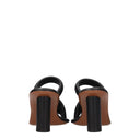 Black Leather Stiletto Heel Sandals