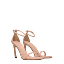 Pink Leather Stiletto Heel Sandals