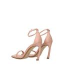 Pink Leather Stiletto Heel Sandals