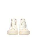 Beige Fabric High Top Sneakers
