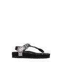 Black Leather Flip-Flop Sandals