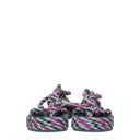 Multicolor Fabric Flat Sandals
