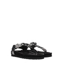 Black Leather Flip-Flop Sandals