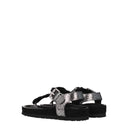 Black Leather Flip-Flop Sandals